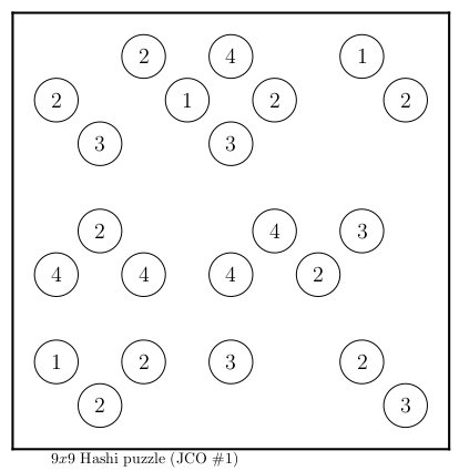 9x9 Hashi puzzle