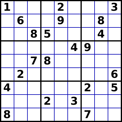 Classic Sudoku (SER = 8.3)