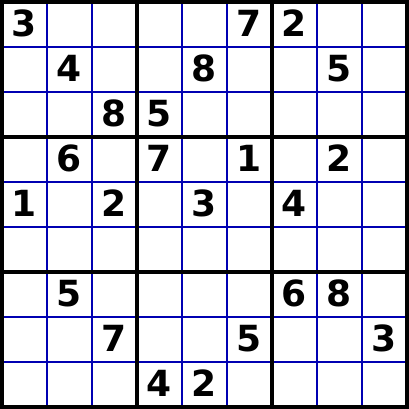 Classic Sudoku (SER = 7.2)